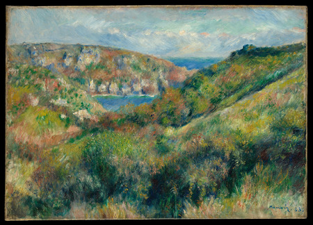 Toile imprimée premium en France ou affiche encadrée. Collines autour de la baie de Moulin Huet, Guernesey...