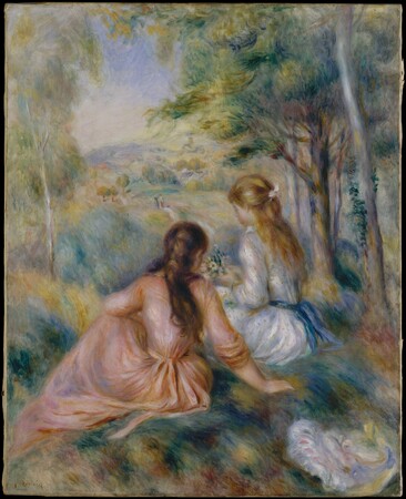 Poster fine art fabriqué en France ou toile imprimée. Dans le pré. Dans le pré est un tableau appartenant à une série d’oeuvres effectuées par Renoir entre 1888 et 1892...