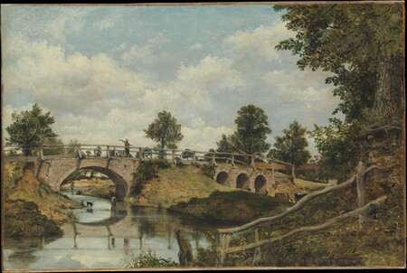 Tirage sur toile de qualité ou affiche encadrée fabriquée en France. Un vieux pont à Hendon, Middlesex...