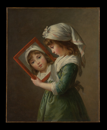 Affiche encadrée d’art premium en France ou toile fine art imprimée. Julie Le Brun (1780-1819) se regardant dans un miroir...