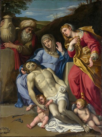 Affiche encadrée fine art premium fabriquée en France ou toile imprimée. La lamentation. Le Dominiquin est un peintre italien du début du XVIIème siècle...
