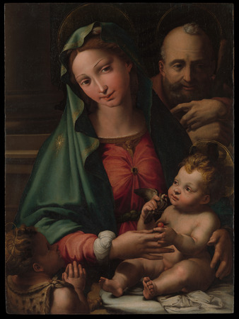 Impression fine art sur toile premium en France ou poster encadré. La Sainte Famille avec l'Enfant Saint Jean-Baptiste...
