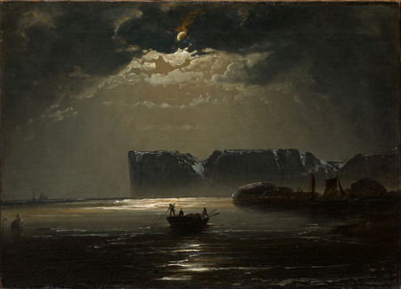 Toile premium imprimée en France ou affiche encadrée fine art. Le Cap Nord au clair de lune...