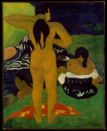 Poster premium haut de gamme en France ou toile d’art imprimée. Femmes tahitiennes se baignant...