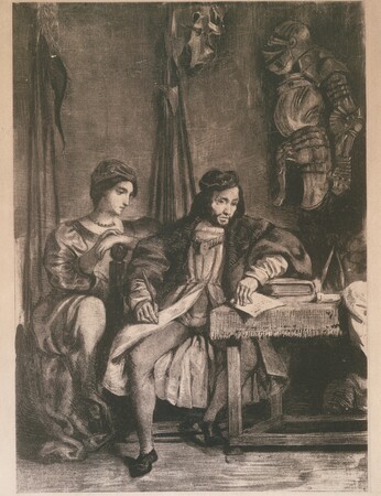Toile d’art premium made in France imprimée ou affiche encadrée. Scène du 'Götz' de Goethe (Götz von Berlichingen écrivant ses mémoires)...