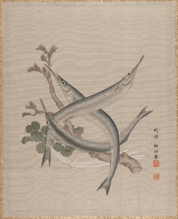 Toile fine art premium made in France imprimée ou affiche encadrée. Trois poissons et une branche...