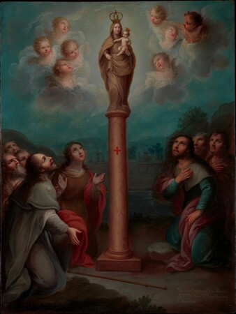 Impression haut de gamme sur toile ou affiche encadrée made in France. L'apparition de la Vierge du Pilar à saint Jacques...