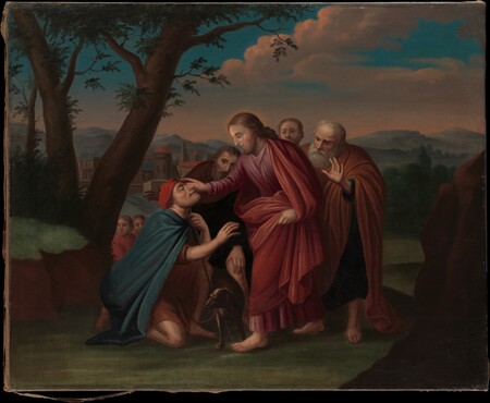 Impression de qualité sur toile ou poster encadré conçu et réalisé en France. Christ guérissant l'aveugle. Gerardus Duyckinck est un peintre-artisan d’origine néerlandaise...