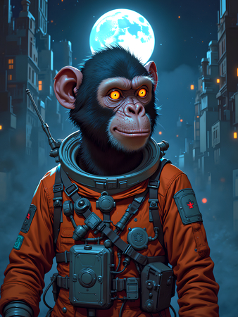Découvrez notre tableau singe astronaute, une œuvre exclusive inspirée de Sylvain Binet. Plusieurs variantes disponibles pour une déco unique et expressive.