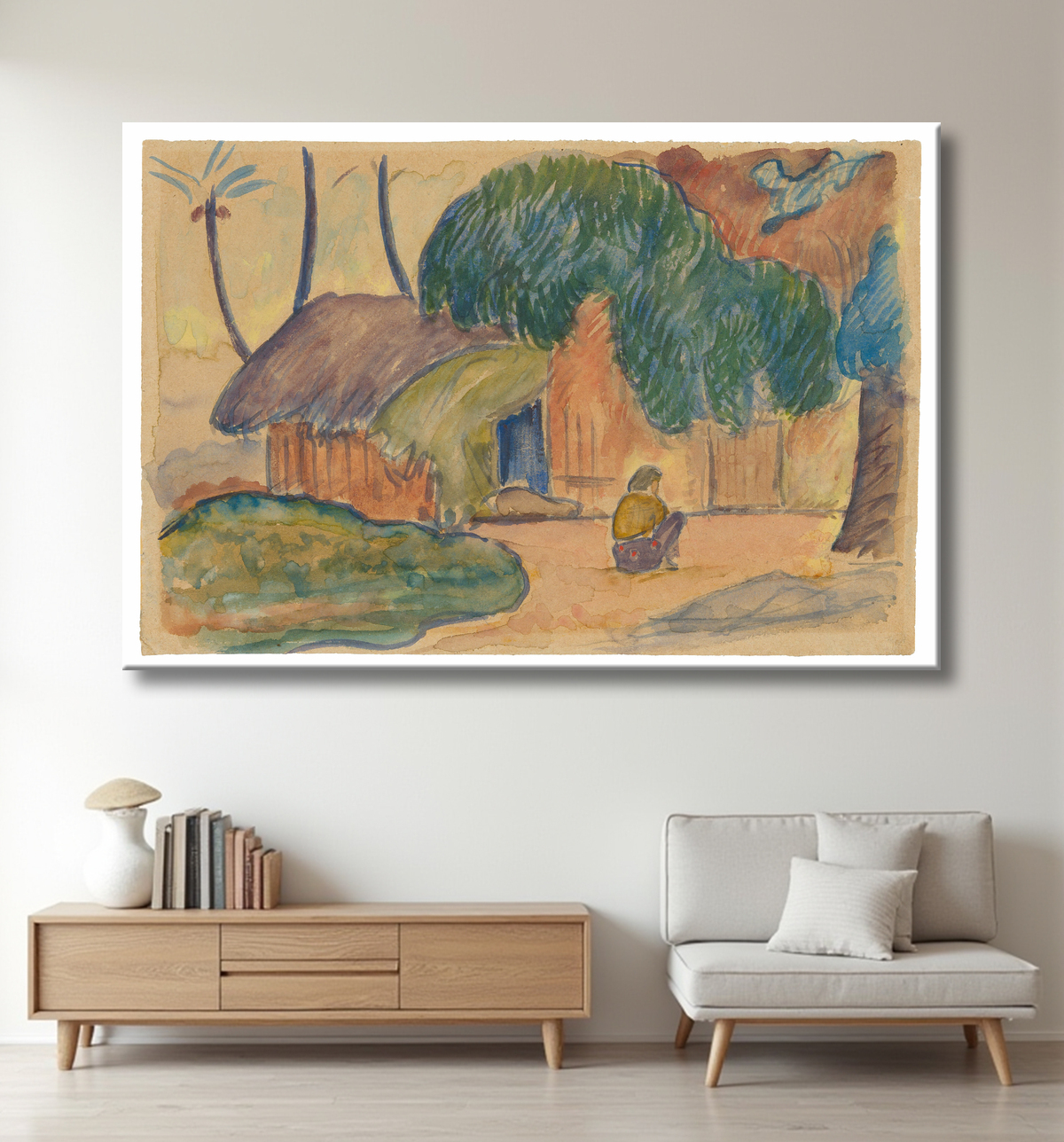 Toile d’art premium fabriquée en France ou affiche encadrée. Cabane tahitienne...