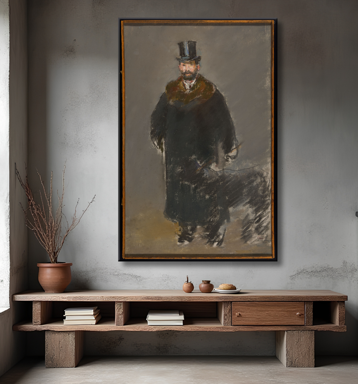 Impression sur toile d’art premium made in France ou poster encadré. L'homme au chien...