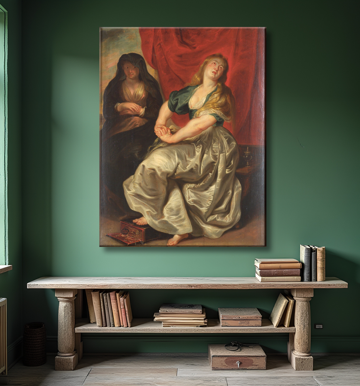 Reproduction La Madeleine repentante de Ubekendt - efter Peter Paul Rubens avec decor