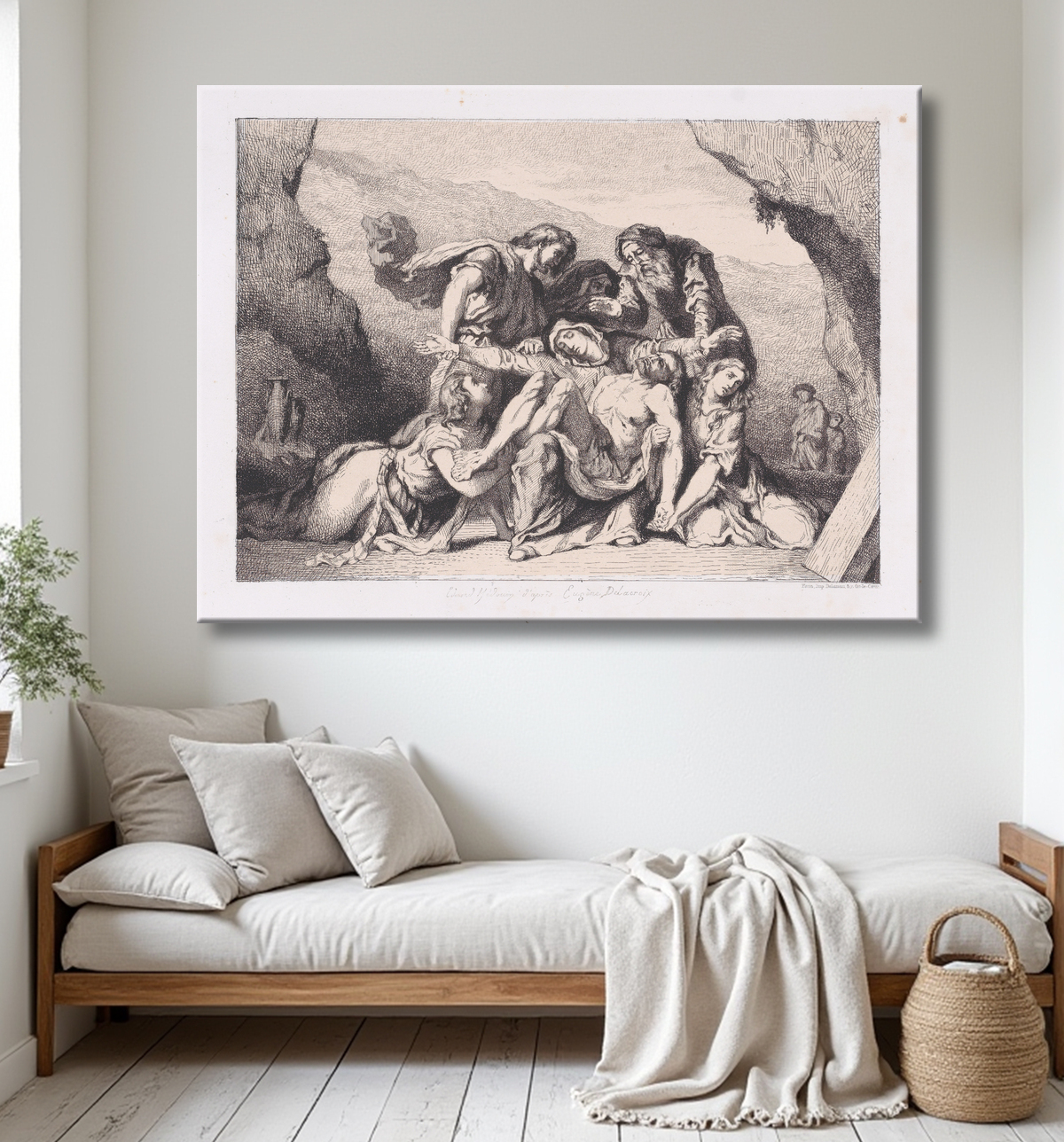 Reproduction La pitié de Eugène Delacroix avec decor