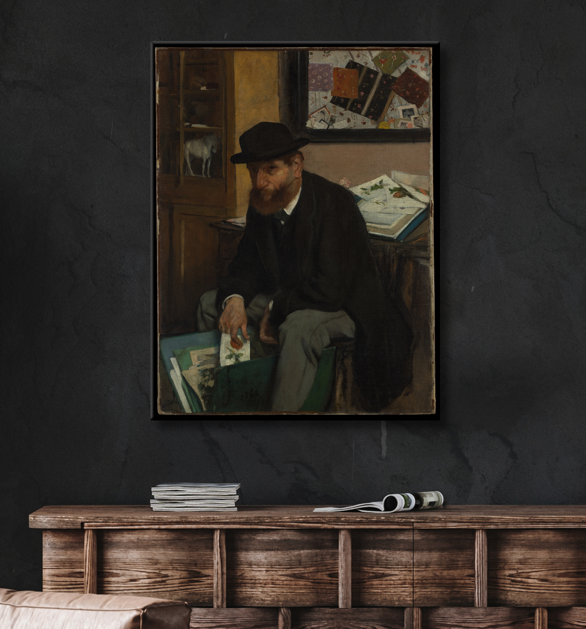 Reproduction Le collectionneur d'estampes de Edgar Degas avec decor