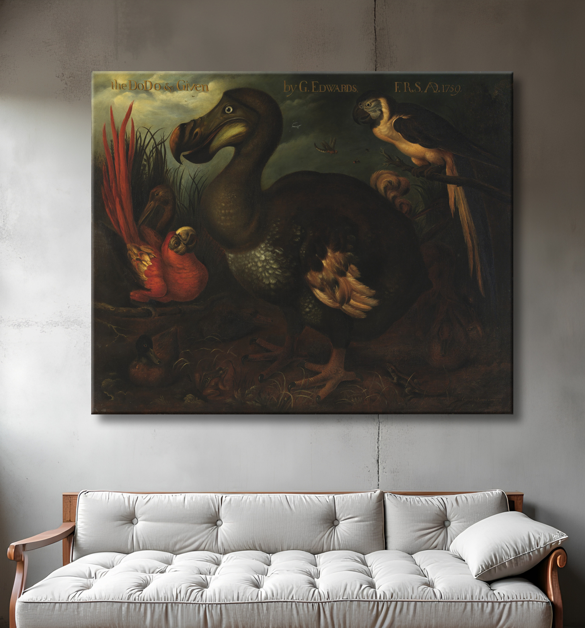 Le Dodo et Donné de Henrik Grønvold, copie peinte de 1905 avec decor
