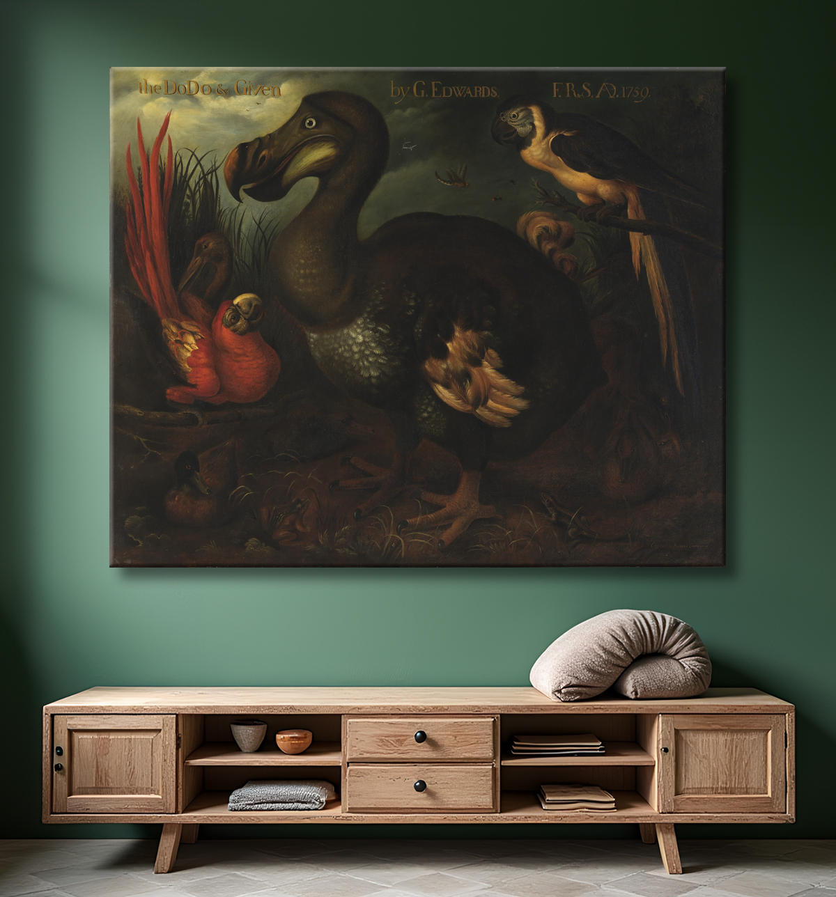 Le Dodo et Donné de Henrik Grønvold, copie peinte de 1905 avec decor