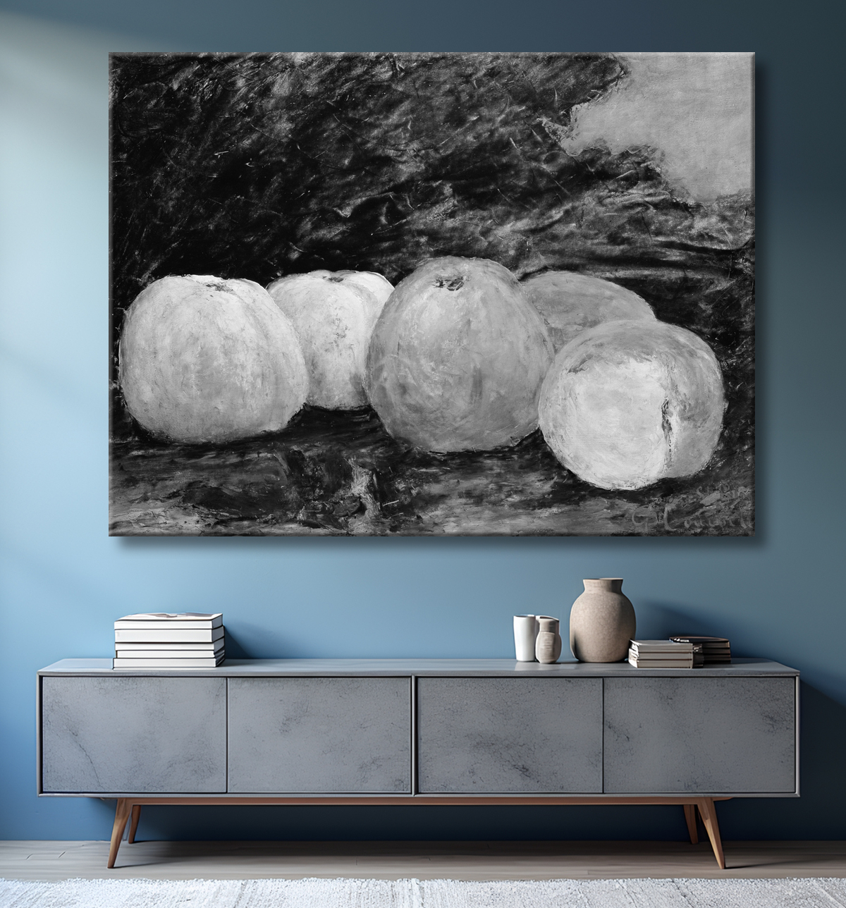 Impression fine art française de qualité sur toile ou poster encadré. Pommes...