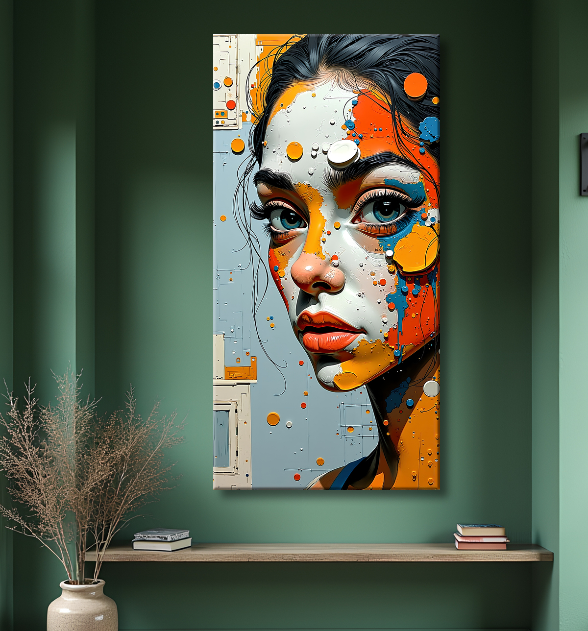 Tableau portrait stylisé très coloré, inspiré par l'art moderne et le cubisme, idéal pour une décoration originale et expressive. Fabriqué en France en tirage d'art.
