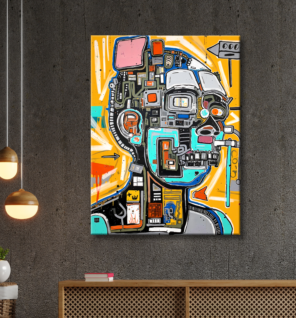 Tableau Street Art inspiration Basquiat avec decor