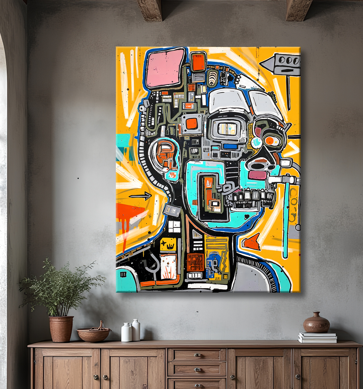 Tableau Street Art inspiration Basquiat avec decor