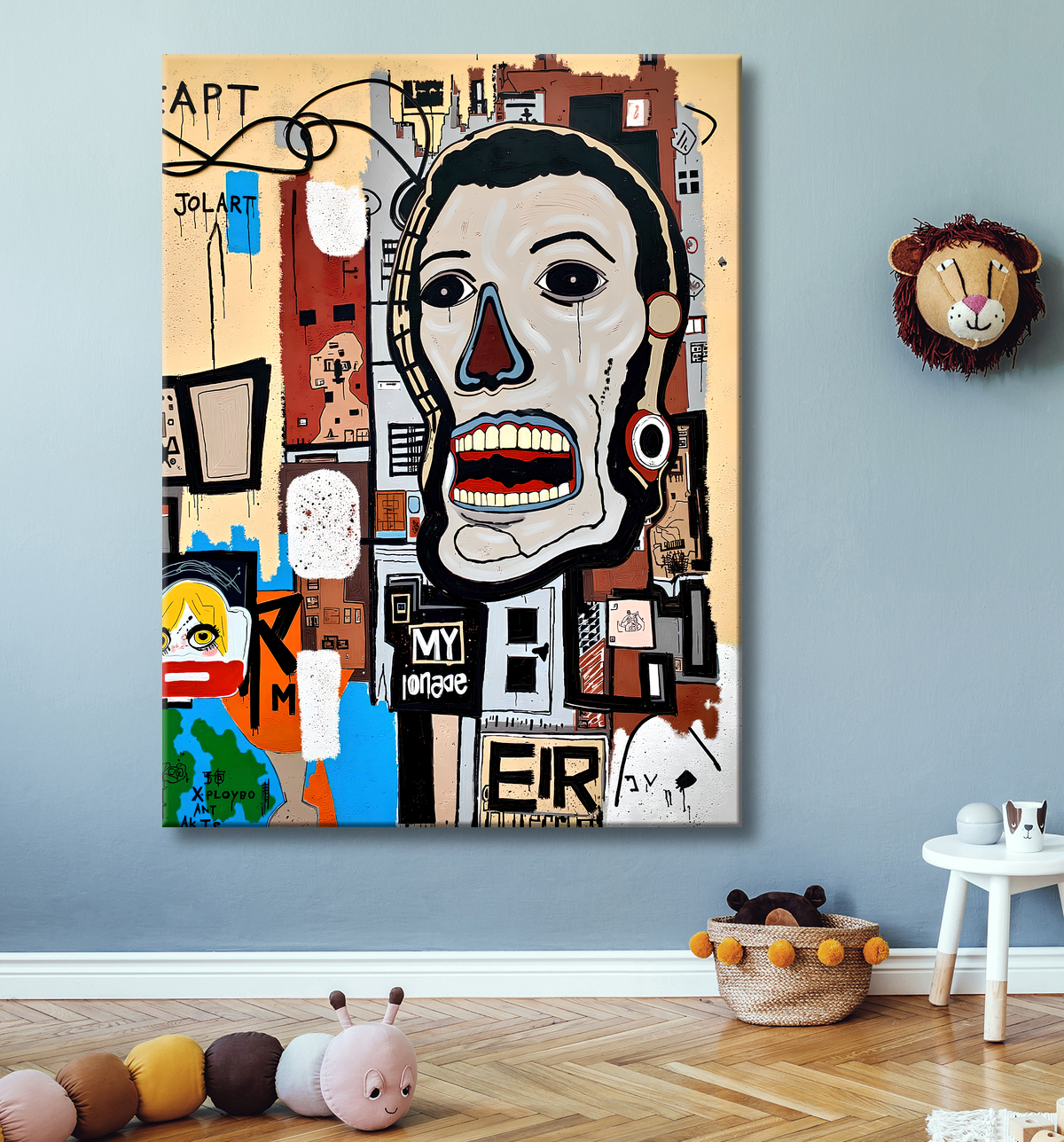 Tableau Street Art inspiration Basquiat avec decor