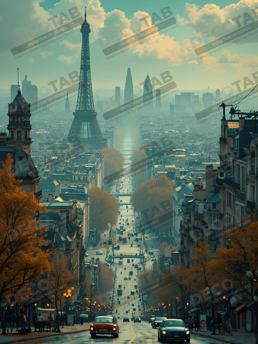 Tableau de Paris SF futuriste