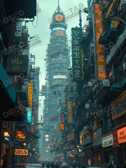 Tableau urbain futuriste : Métropole imaginaire impressionnante