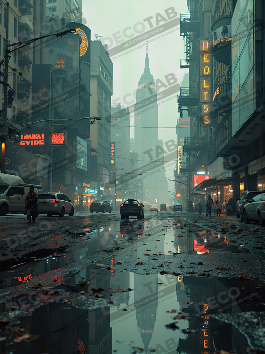 Tableau urbain futuriste : Métropole imaginaire impressionnante