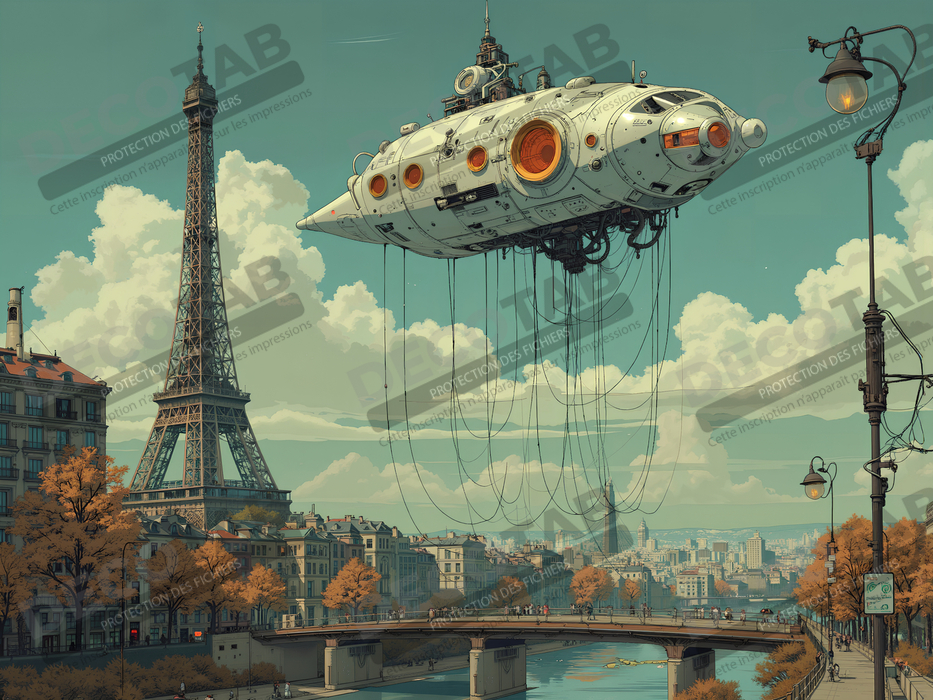 Tableau de Paris SF futuriste
