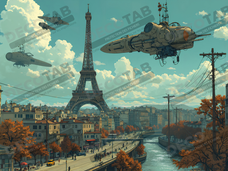 Tableau de Paris SF futuriste