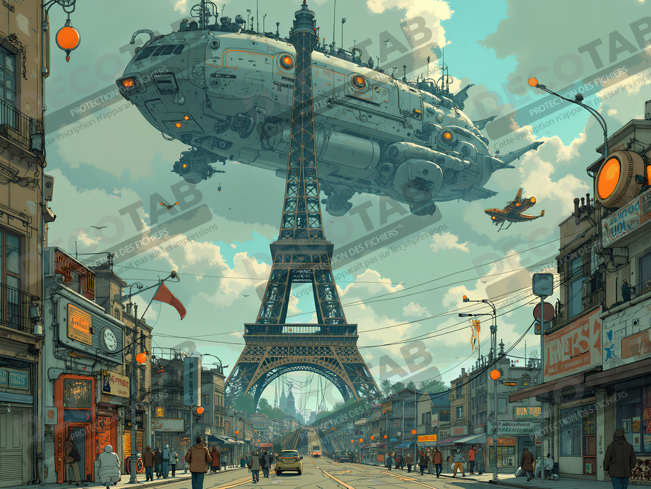 Tableau de Paris SF futuriste