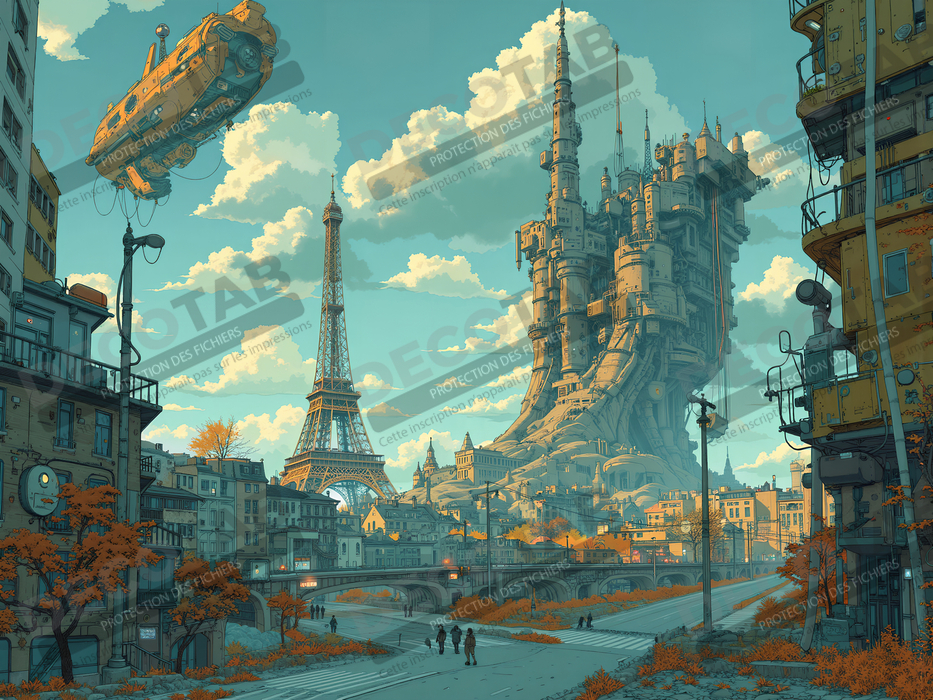 Tableau de Paris SF futuriste