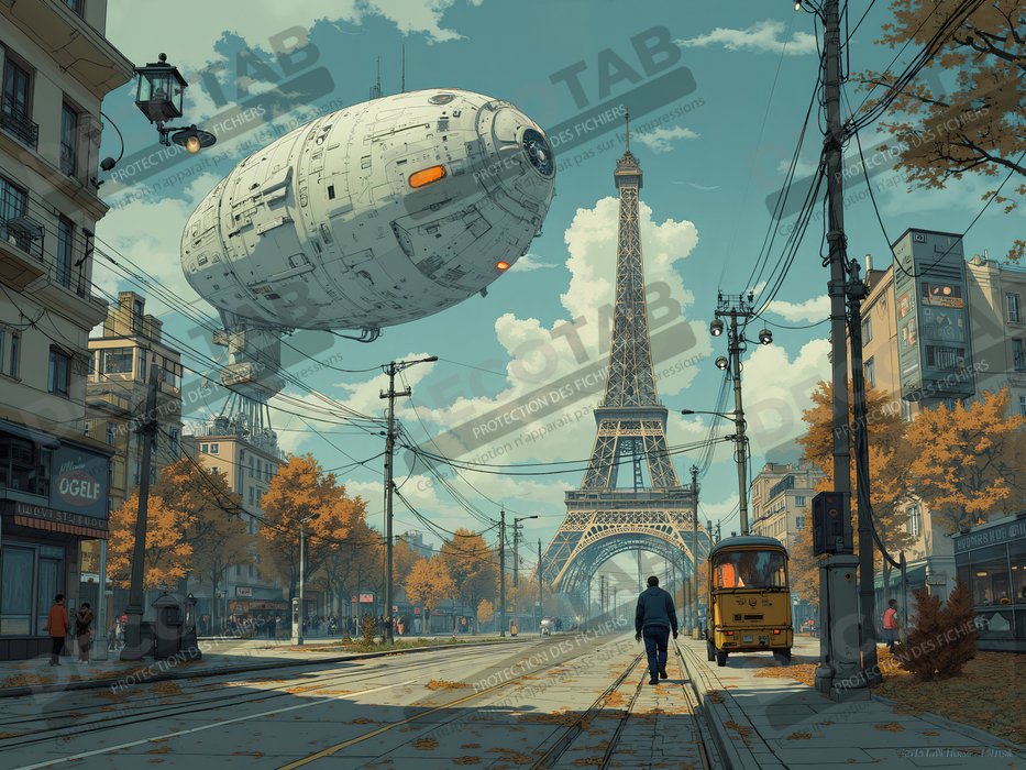 Tableau de Paris SF futuriste