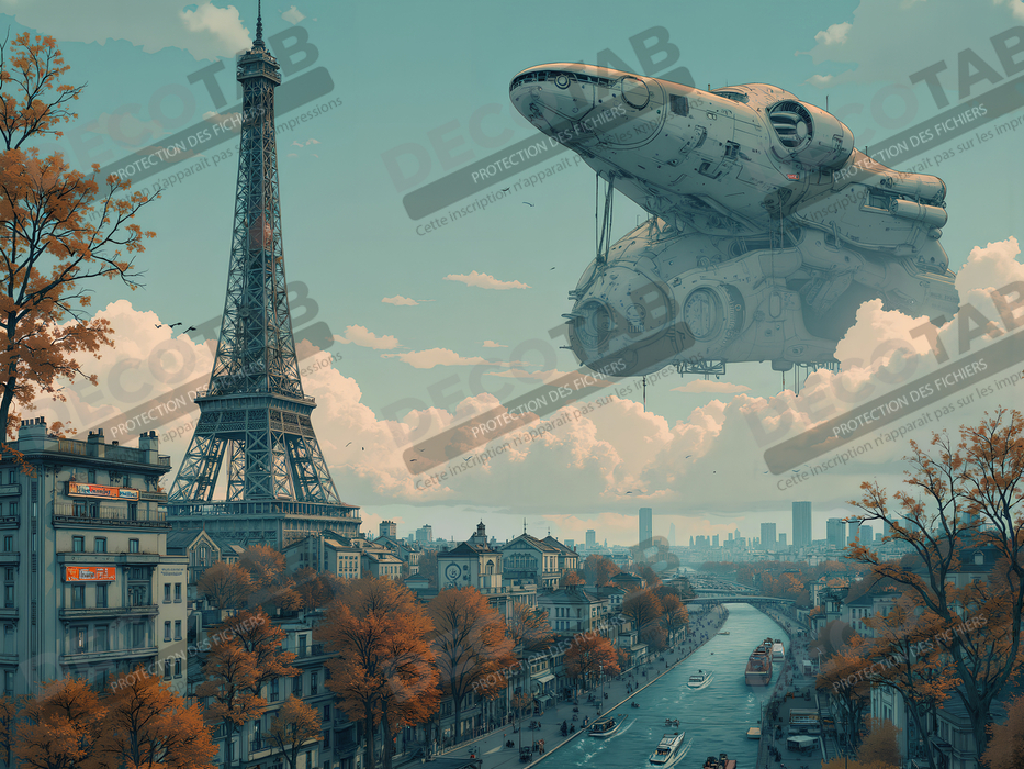 Tableau de Paris SF futuriste