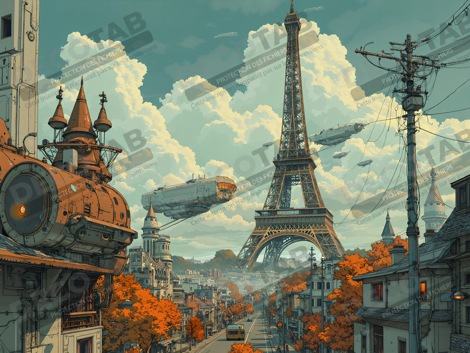 Tableau de Paris SF futuriste