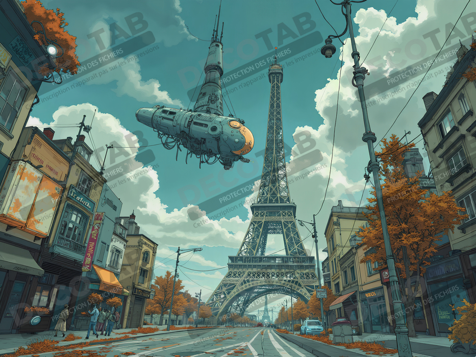 Tableau de Paris SF futuriste