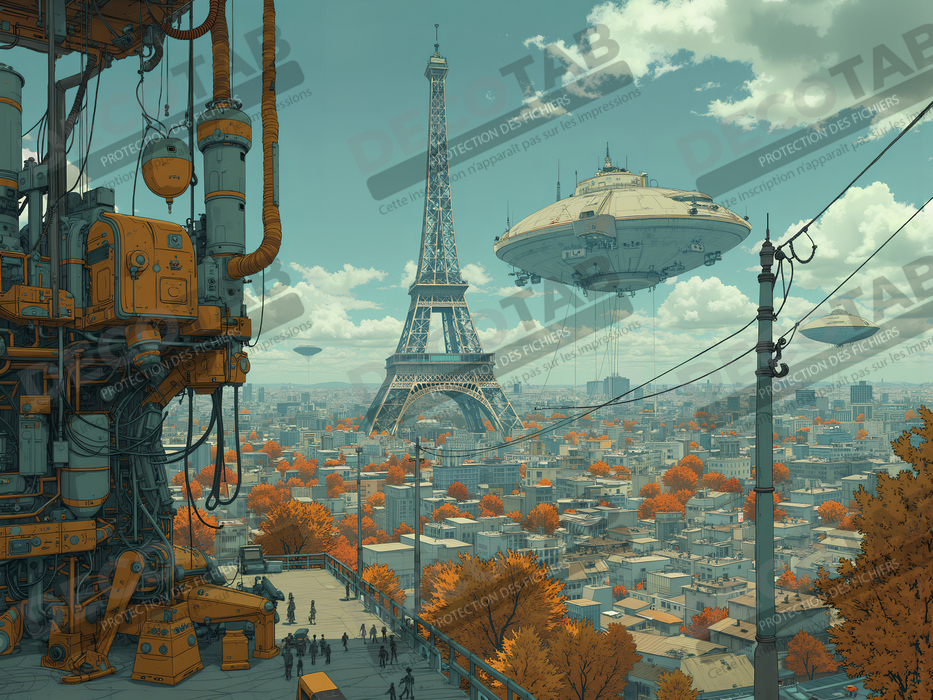 Tableau de Paris SF futuriste