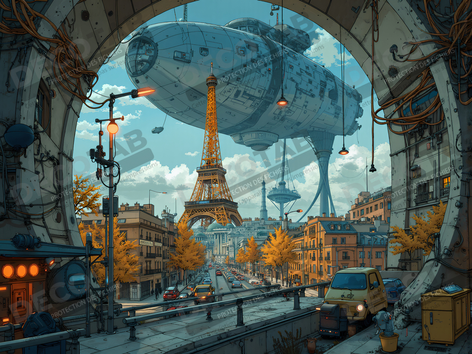 Tableau de Paris SF futuriste