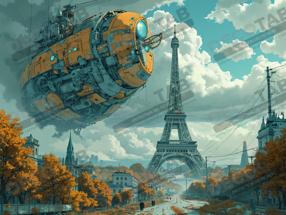Tableau de Paris SF futuriste