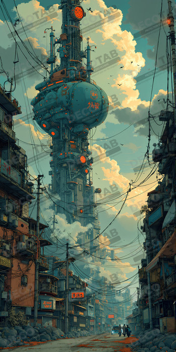 Tableau urbain futuriste : Métropole imaginaire impressionnante