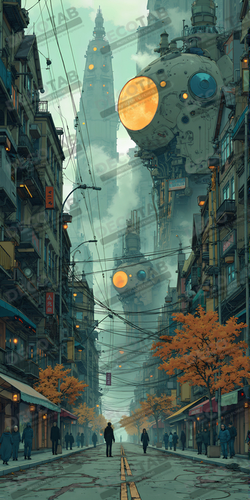 Tableau urbain futuriste : Métropole imaginaire impressionnante