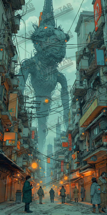 Tableau urbain futuriste : Métropole imaginaire impressionnante