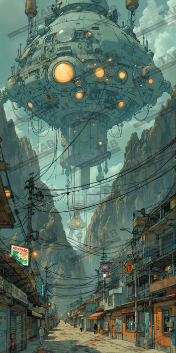 Tableau urbain futuriste : Métropole imaginaire impressionnante