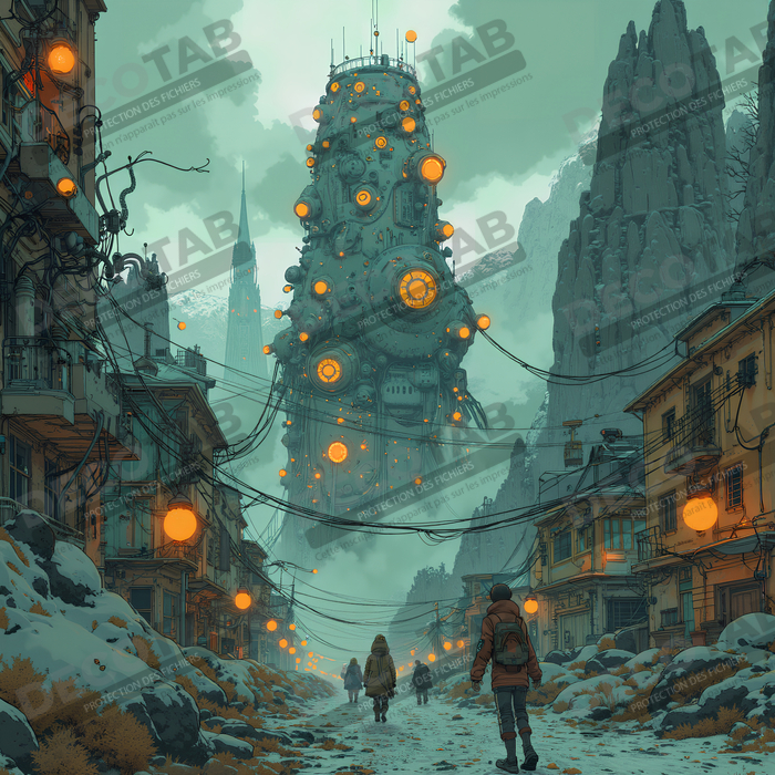 Tableau d'un paysage futuriste