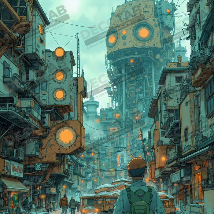 Tableau paysage urbain science-fiction