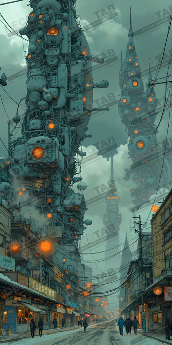 Tableau urbain futuriste : Métropole imaginaire impressionnante