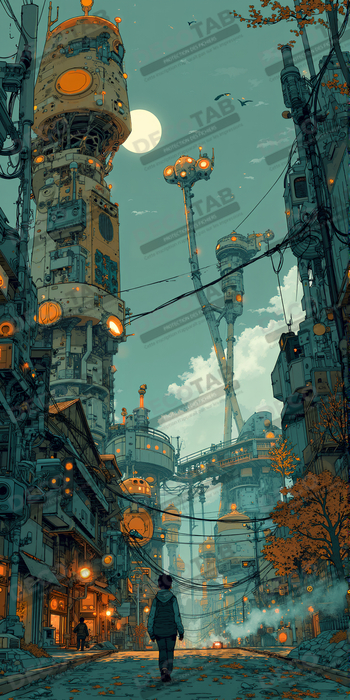 Tableau urbain futuriste : Métropole imaginaire impressionnante