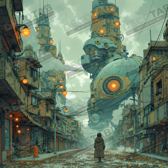Tableau paysage urbain science-fiction