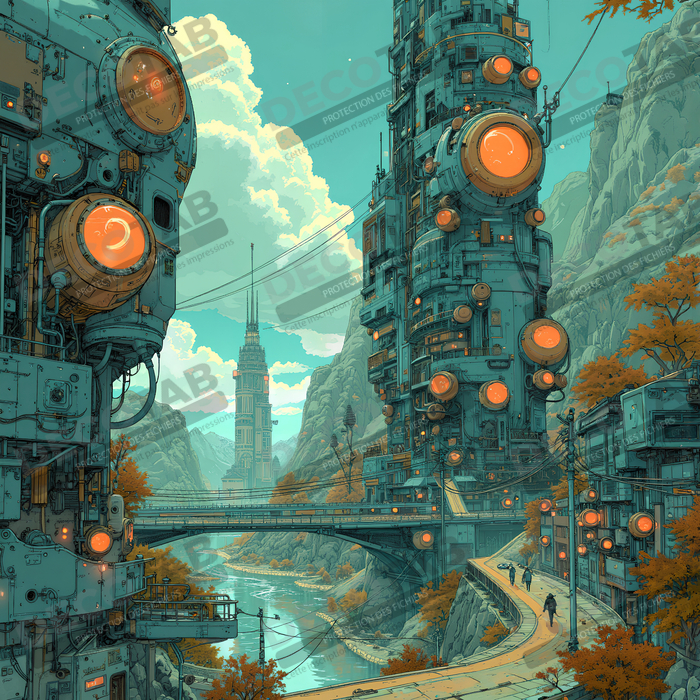 Tableau d'un paysage futuriste