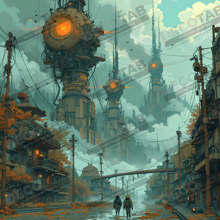 Tableau d'un paysage futuriste